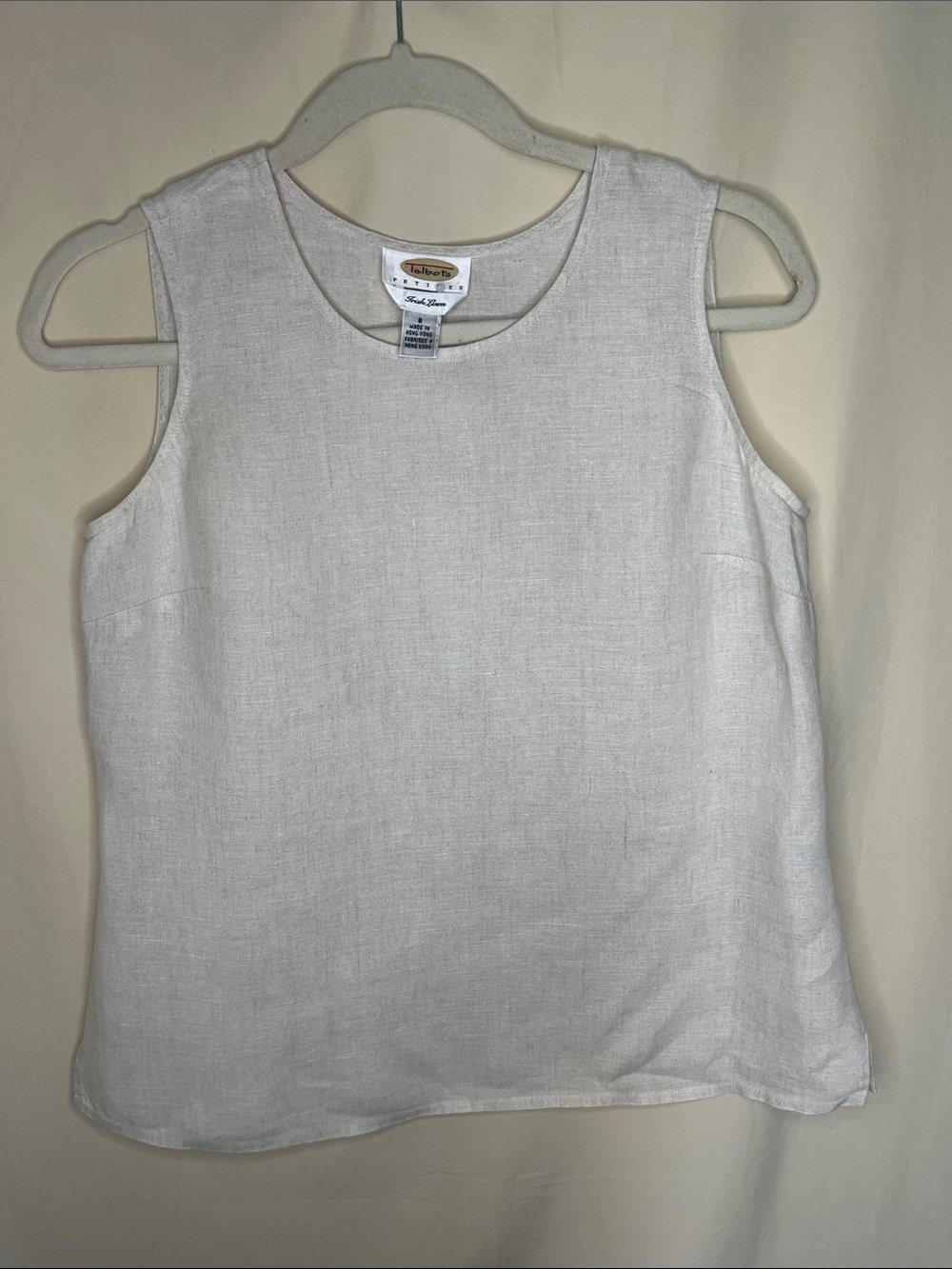 Talbots Linen Sleeveless Tank Top - White/Cream